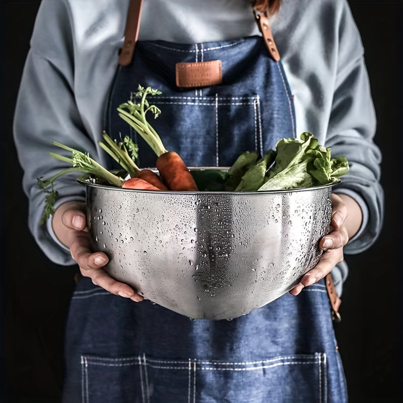 Stainless Steel Colander Strainer with Fine Mesh - Slant Bottom Draining Bowl for Rice, Vegetables, Fruits, Beans, and Pasta Washing, Kitchen Colander with Quick Drain Design, Food-Safe Material