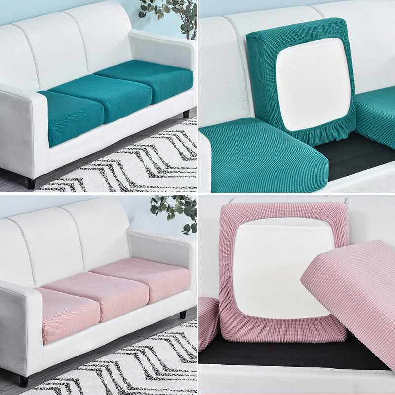 Polar Fleece Sofa Cushion Pure Color Stretch Full Cover Sponge Cushion Cover