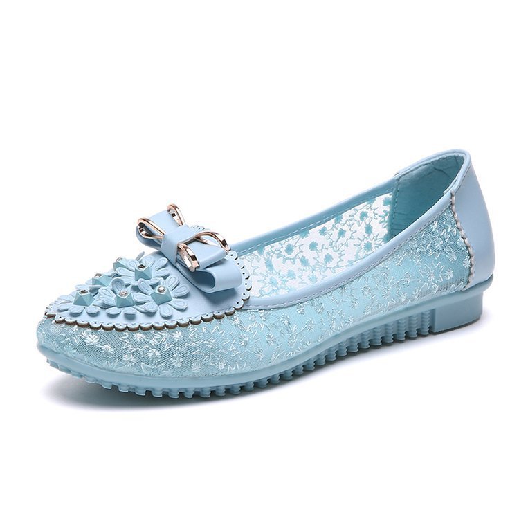 Spring And Summer Beanie Shoe Covers Foot Sandals Flat Single Shoes Comfortable Women Lce Breathable Mesh Bow Women's Shoes