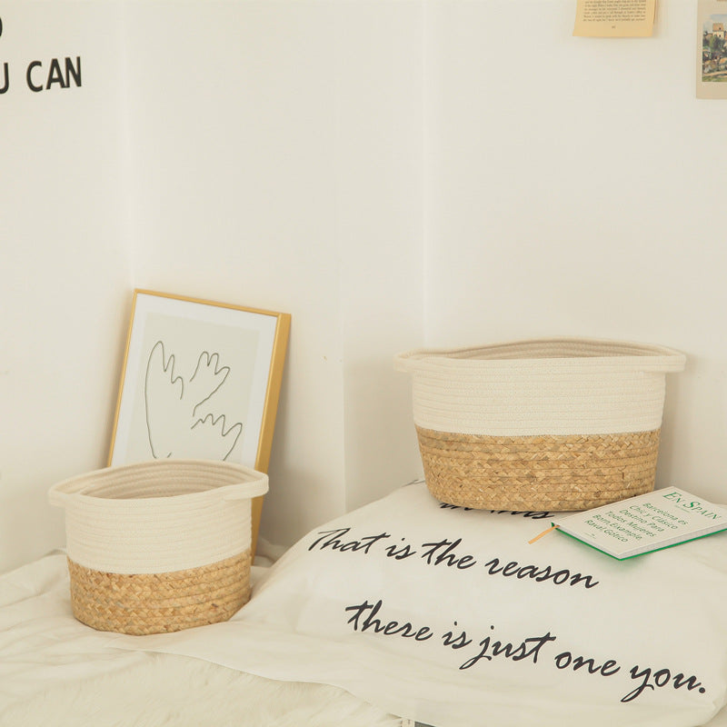 Nordic Household Floor-To-Ceiling Folding Dirty Clothes Hamper Large Closet Cloakroom Children'S Toys And Sundries Storage Basket Cotton Thread