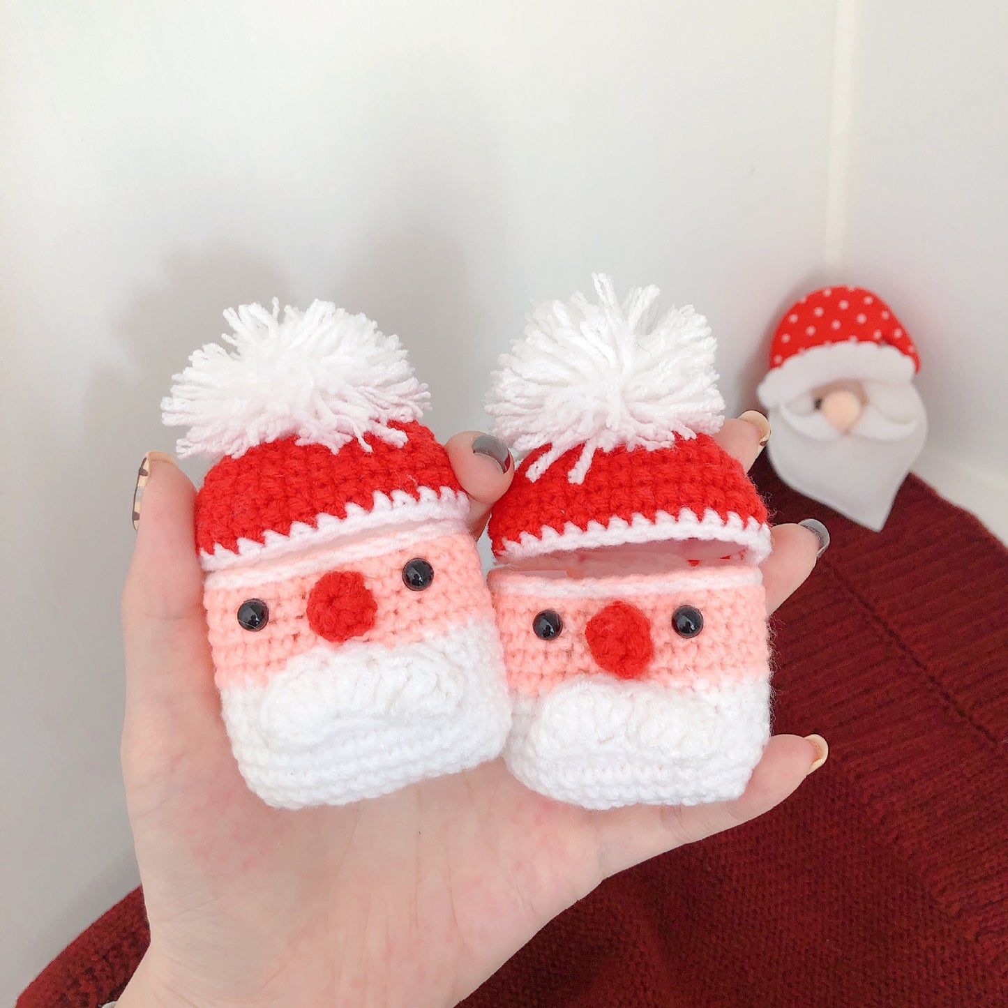 Compatible with Apple, Plush Knitted Santa Claus Earphone Case Soft Wireless Bluetooth Headphone Cover