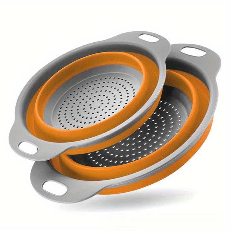 1pc FlexiLife Silicone Collapsible Strainer, Multifunctional Folding Draining Basket with Handle, Space-Saving Kitchen Colander for Washing and Draining Fruits and Vegetables
