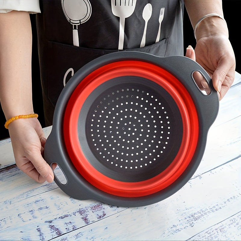 2pcs, Foldable Silicone Colander - Space-Saving Strainer for Vegetables and Fruits - Perfect for Small Kitchens, Dorms, and RVs