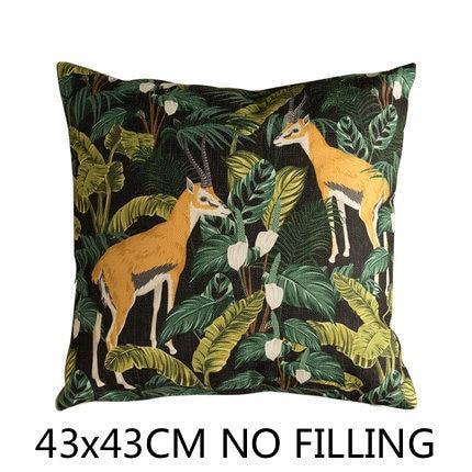 Madagascar, Jungle Animal Cushion Cover in Lush Green