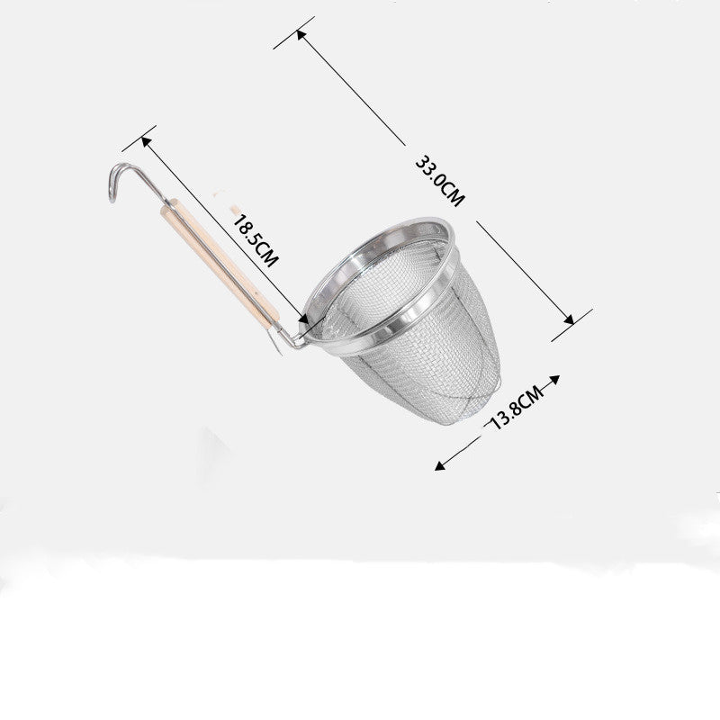 Stainless Steel Mesh Spider Food Dumpling Noodle Strainer 6-Inch Strainer Basket with Hook Handle