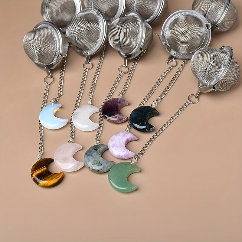 Crystal Moon Tea Infuser, Loose Leaf Tea Steeper, Cute Tea Strainer, Rough Crystal Tea Ball, Raw Stone Tea Steeper, Tea Lover Gift
