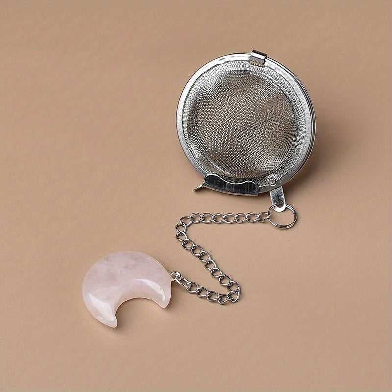 Crystal Moon Tea Infuser, Loose Leaf Tea Steeper, Cute Tea Strainer, Rough Crystal Tea Ball, Raw Stone Tea Steeper, Tea Lover Gift