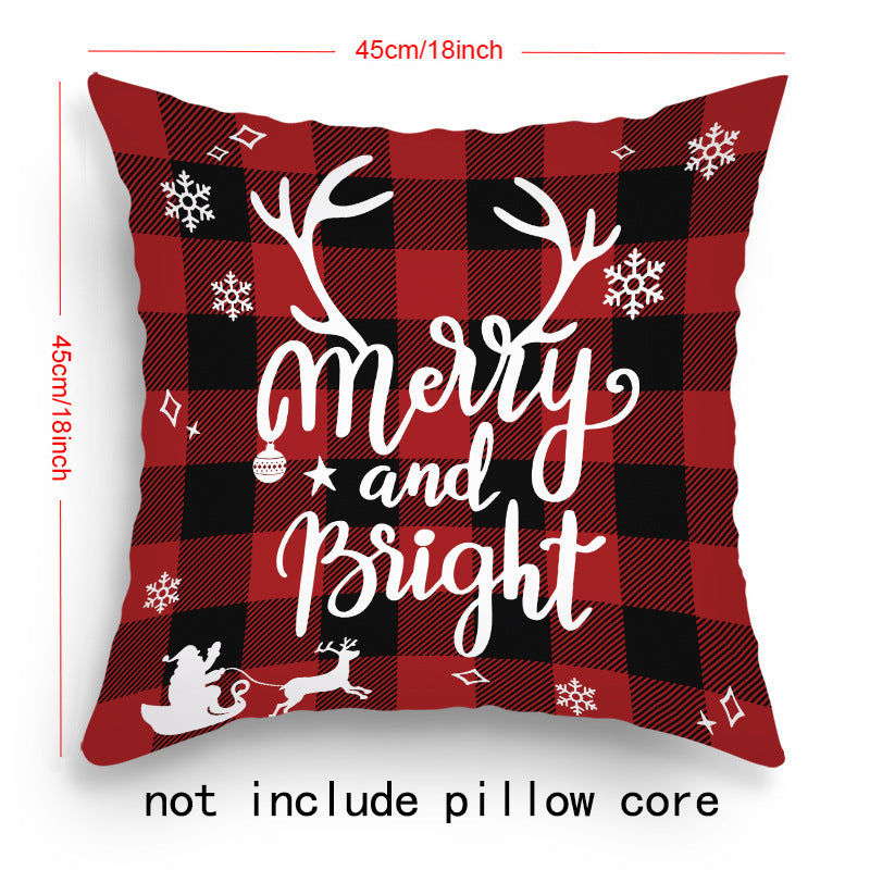 Pillow Cover Cartoon Santa Claus Elk Holiday Decoration Sofa Cushion Cover