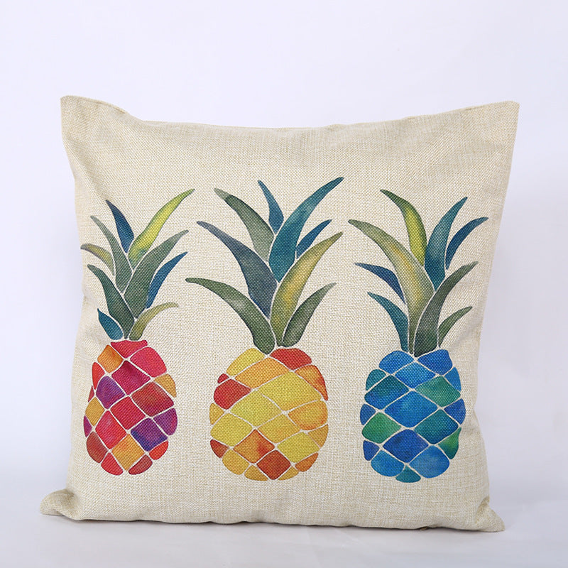 Home Soft Decoration Office Pineapple Single Car Sofa By Pillow Case Square Linen Pillowcase Car Cushion Wholesale