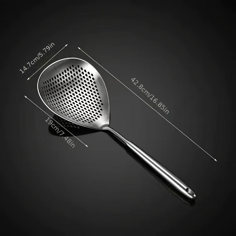 1pc Stainless Steel Large Colander Skimmer, Kitchen Strainer For Frying & Hot Pot, Draining Accessory For Cooking & Baking, Durable Utensil For Restaurant Use Eid Al-Adha Mubarak