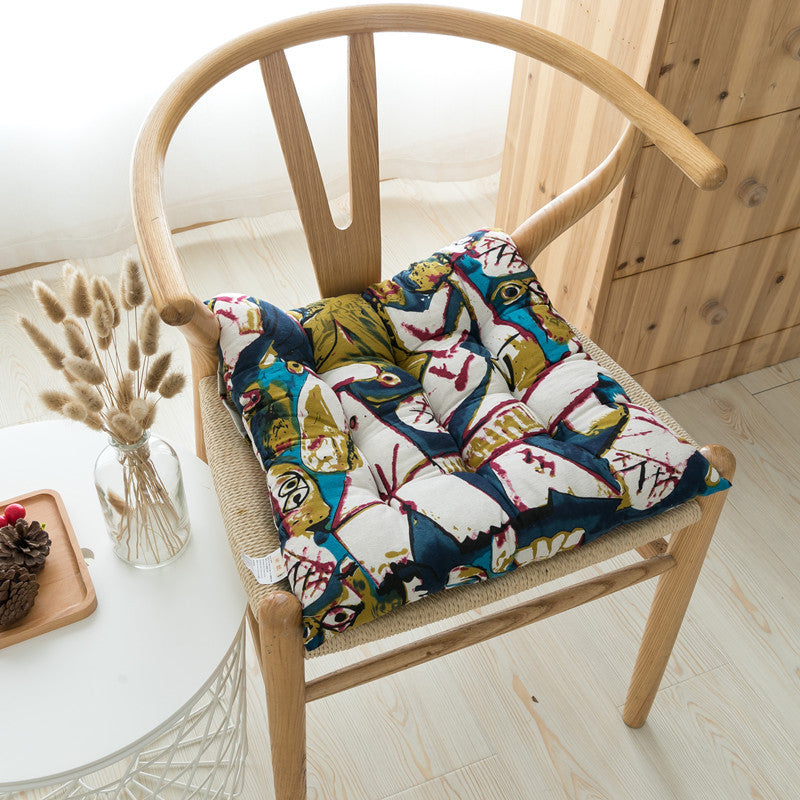 Retro Dark Southeast Asian Ethnic Style Cotton And Linen Chair Cushion