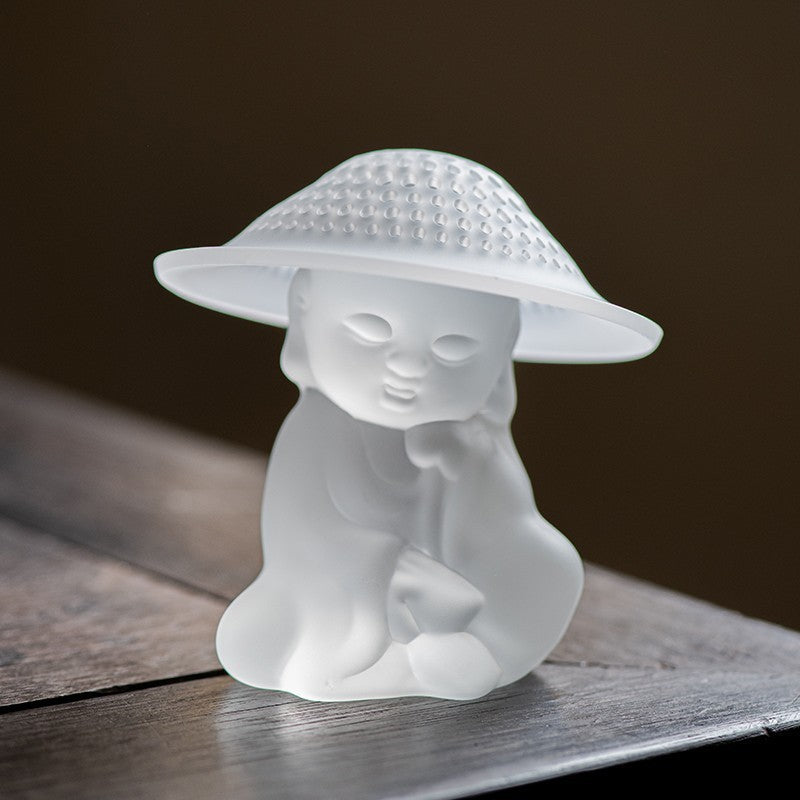 Glass Monk Bamboo Hat Tea Strainer Tea Strainer Ornaments