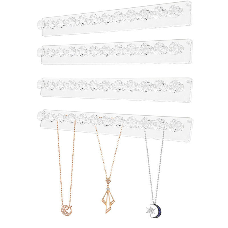 Transparent Acrylic Jewelry Necklace Ornament Wall Hanging Jewelry Ring Storage Wall Hook Storage Rack