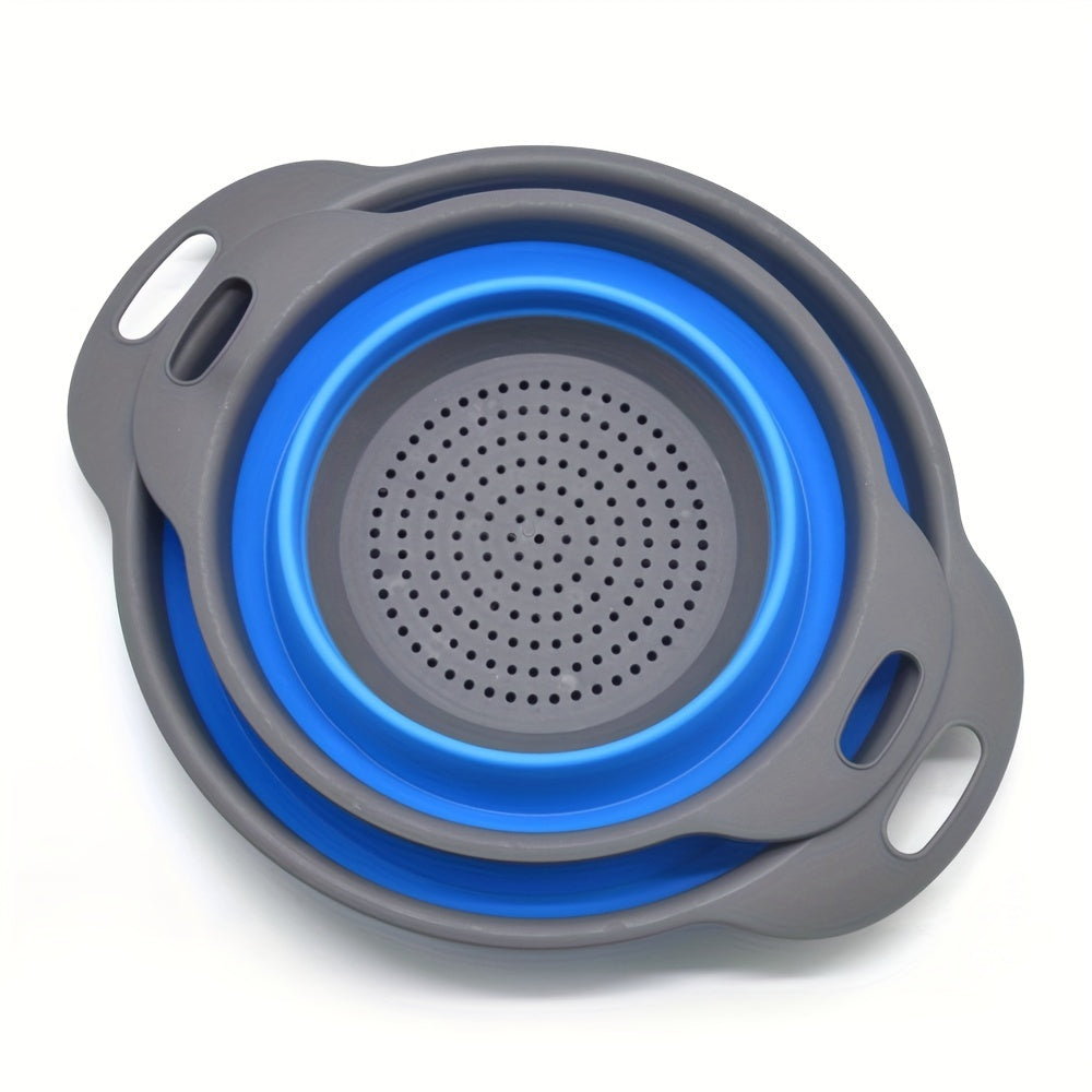 2pcs, Foldable Silicone Colander - Space-Saving Strainer for Vegetables and Fruits - Perfect for Small Kitchens, Dorms, and RVs