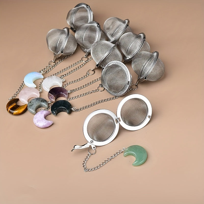 Crystal Moon Tea Infuser, Loose Leaf Tea Steeper, Cute Tea Strainer, Rough Crystal Tea Ball, Raw Stone Tea Steeper, Tea Lover Gift