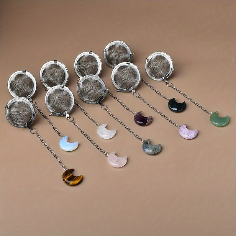Crystal Moon Tea Infuser, Loose Leaf Tea Steeper, Cute Tea Strainer, Rough Crystal Tea Ball, Raw Stone Tea Steeper, Tea Lover Gift