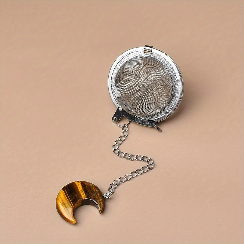 Crystal Moon Tea Infuser, Loose Leaf Tea Steeper, Cute Tea Strainer, Rough Crystal Tea Ball, Raw Stone Tea Steeper, Tea Lover Gift