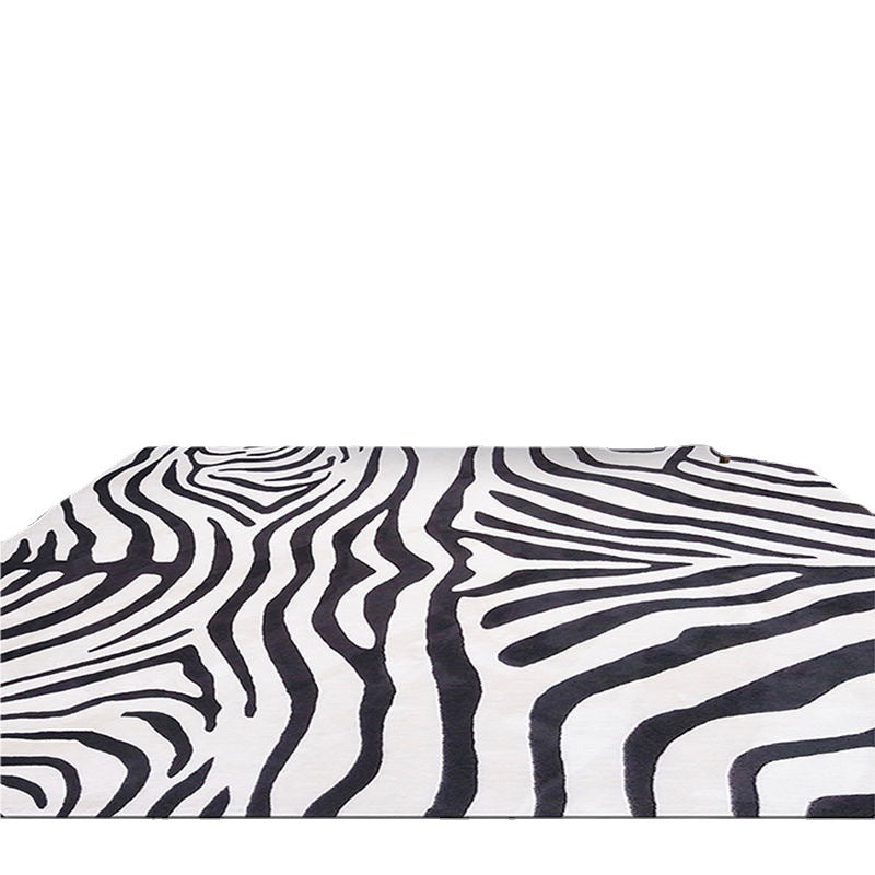 Living Room Cashmere-like Carpet Black And White Striped Thickened Sofa Floor Mat