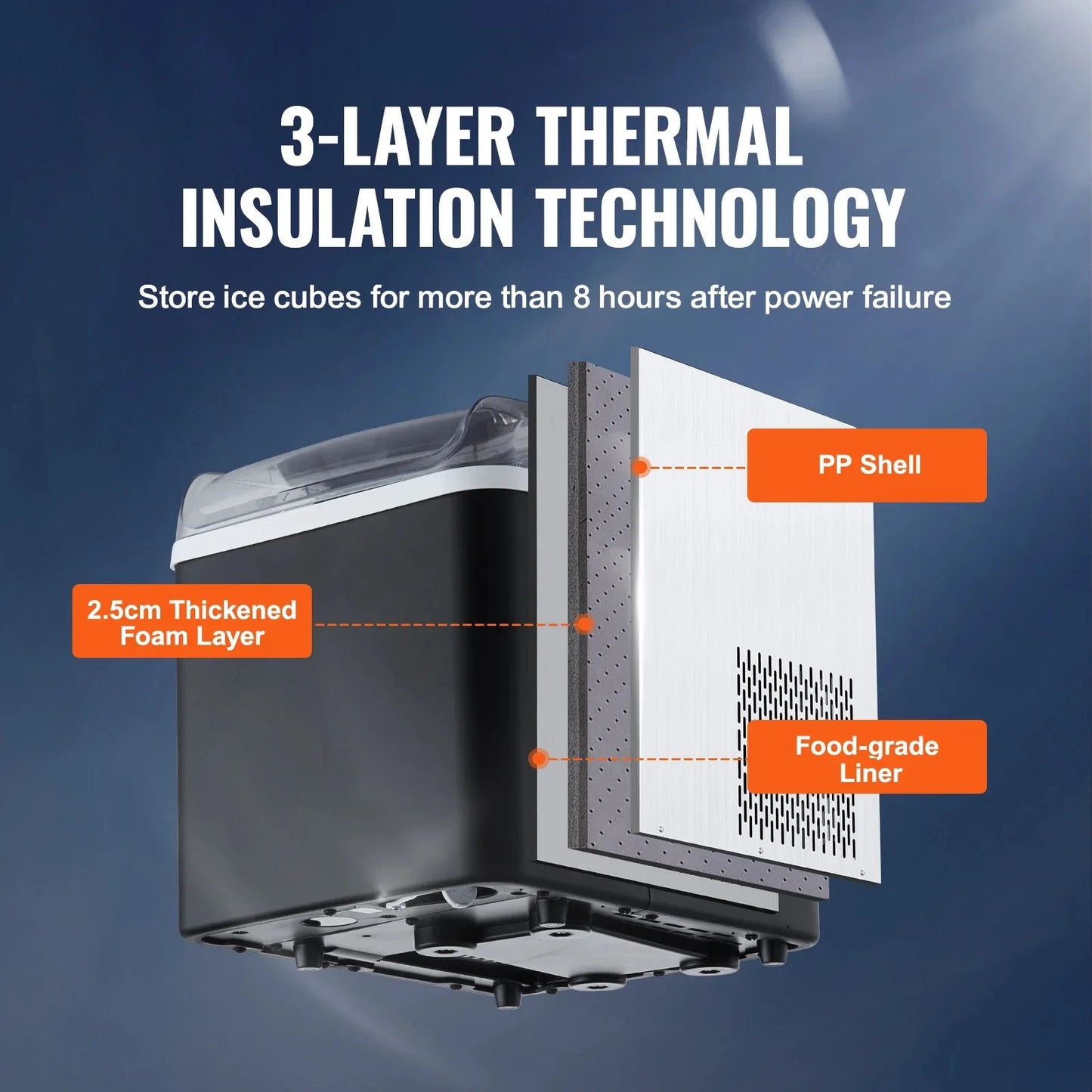 VEVOR Countertop Ice Maker, Self-Cleaning Portable Ice Maker with Ice Scoop and Basket, Ice Machine with 2 Sizes Bullet Ice