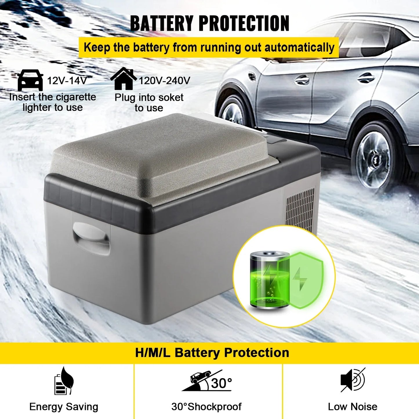VEVOR Car Refrigerator 20L Compressor Portable Small Refrigerator Freezer Mini Electric Cooler for Driving Travel Fishing Outdoo