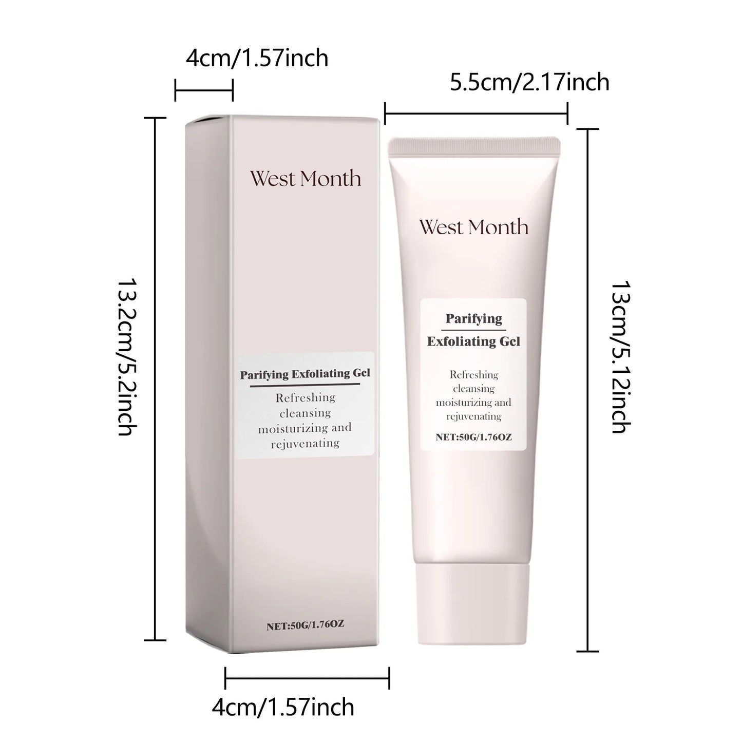 West&Month 50g Purifying Exfoliating Gel Cleaning Pores Blackhead Dark Dead Skin Remover Repair Cleans Dirt Oil Face Body Gel