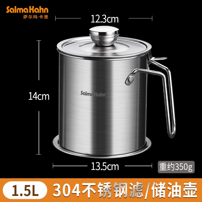 German 304 Stainless Steel Oiler For Home Kitchen Oil Strainer Jug Handy Gadget Oil Residue Strainer Oil Separator Oil Leakage Net Pot