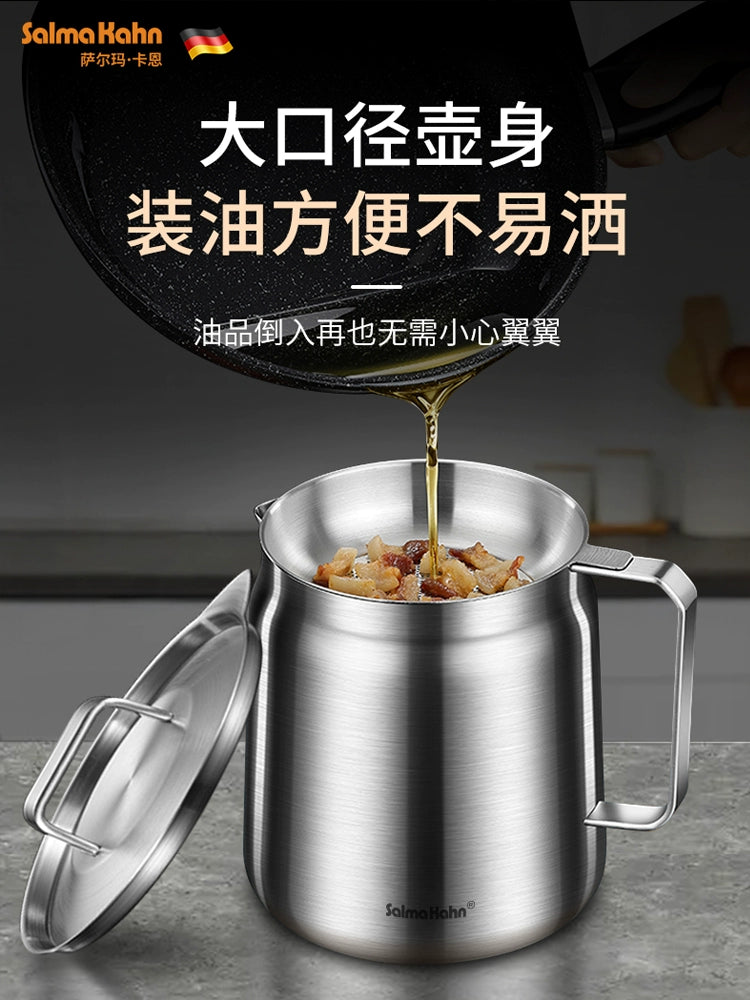 German 304 Stainless Steel Oiler For Home Kitchen Oil Strainer Jug Handy Gadget Oil Residue Strainer Oil Separator Oil Leakage Net Pot