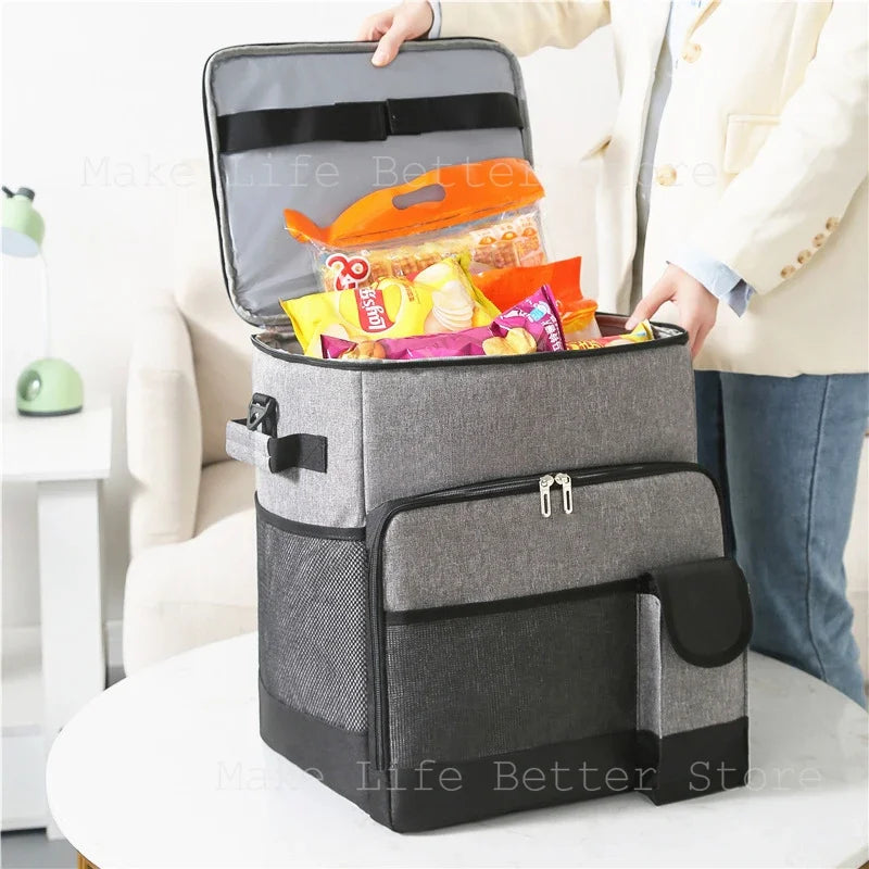 Ice Box Outdoor Thermal Cooler Box with Trolley Wheels Camping Portable Cooler Box Warm Box Refrigerator Box