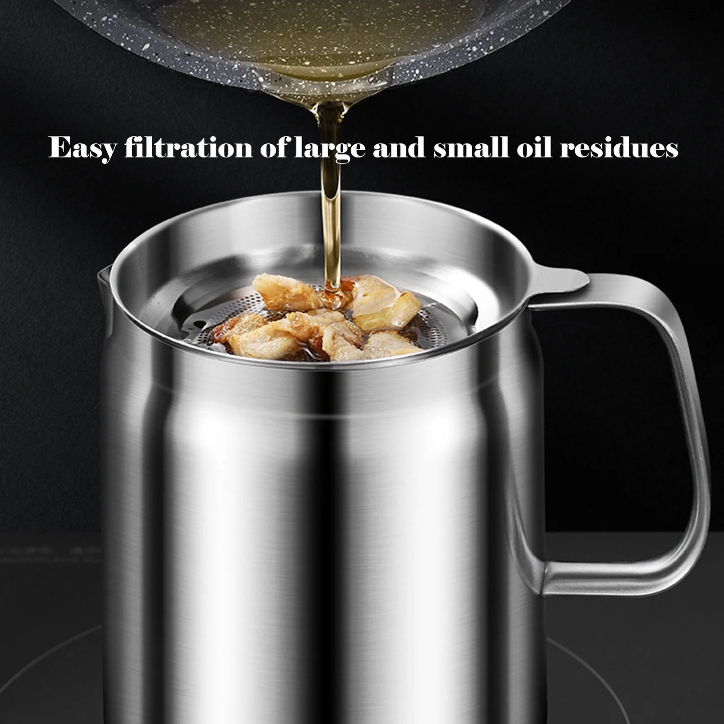 Stainless Steel Oil Strainer Pot for Filtering and Storing Hot Oil Frying Oil and Grease in Restaurants and Homes