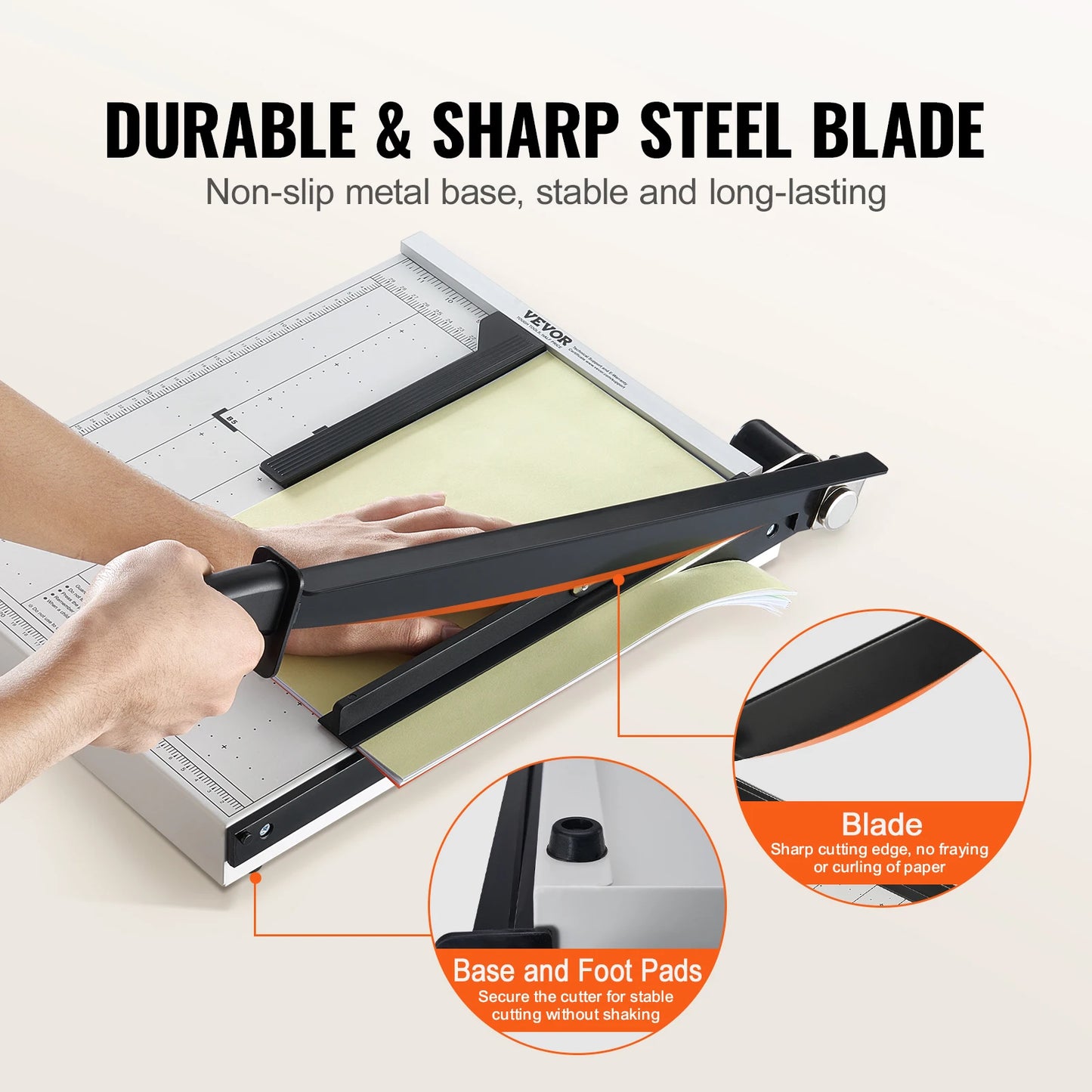 VEVOR Paper Cutter Guillotine Trimmer 15"/18" Cut Length 16/20 Sheets Capacity Heavy Duty Paper Cutter for Home Office School