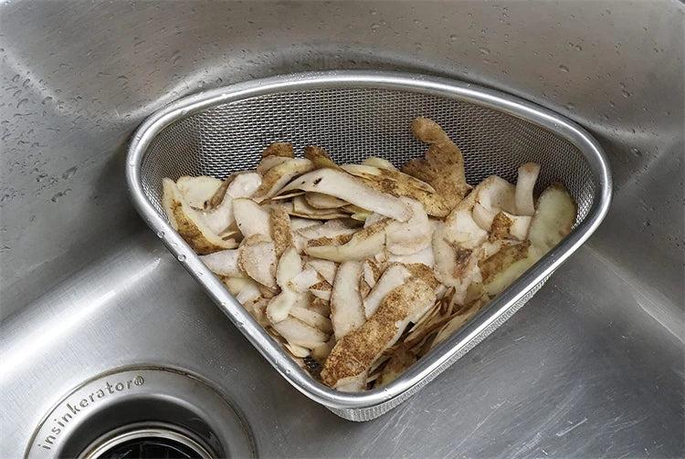 1 Piece Stainless Steel Sink Strainer Basket for Sink Colander In-Sink Mesh Colander Strainer Basket Triangle Sink Drainer YY133