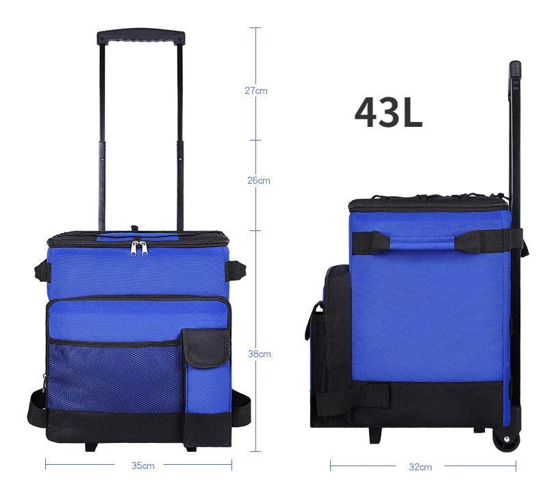 Camping Cooler Portable Insulated Cooler Bag with Wheels and Handle Ideal for Festivals Picnics Outdoor Camping Supply Accessory