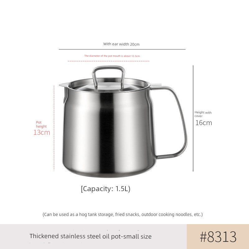 304 Stainless Steel Oil Draining Pot For Home Fried Oil Drain Oil Filter Oil Residue Belt Strainer Food Grade Lard Storage Tank