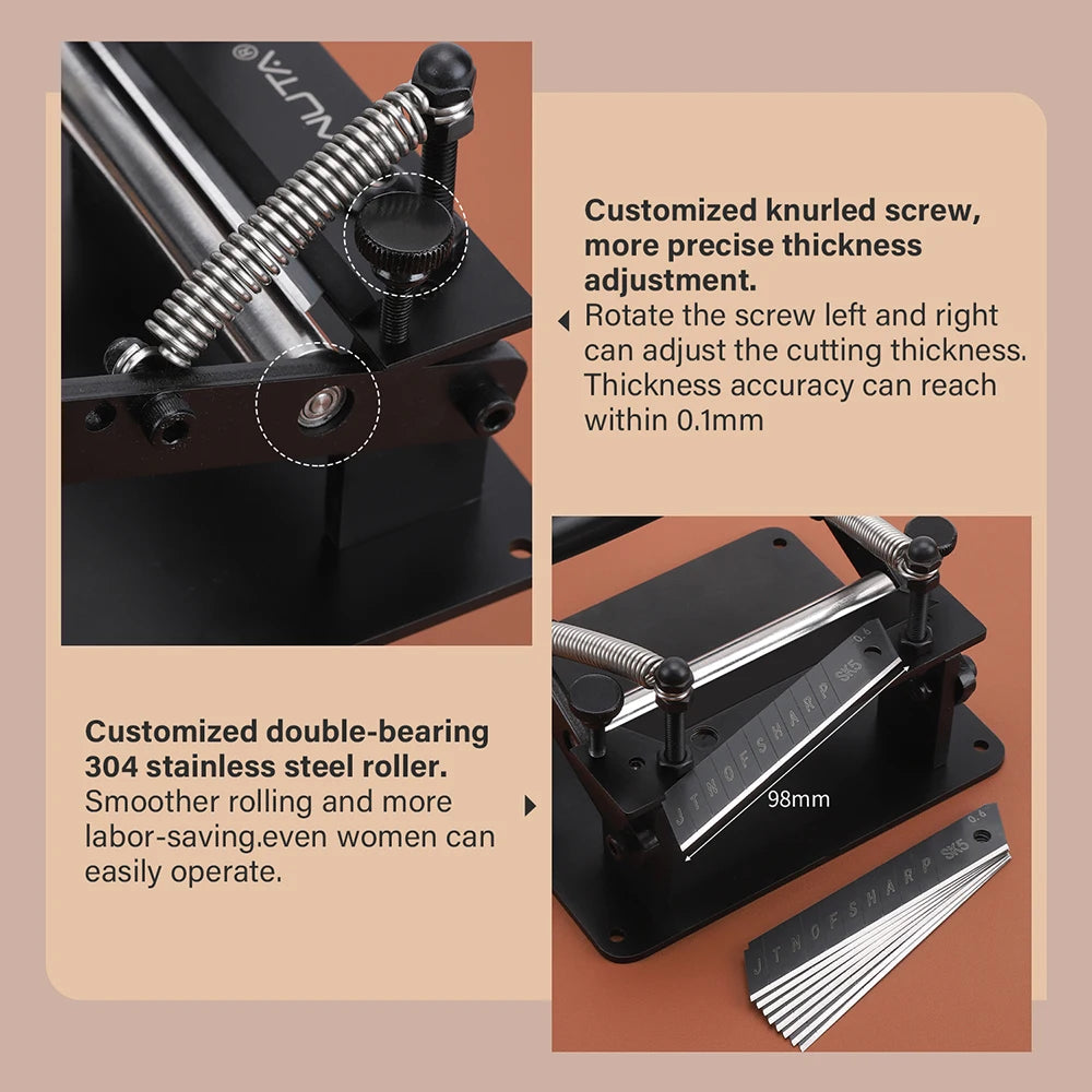 WUTA Manual Leather Skiving Machine Strip Belt Thinning Skiver Splitter Cowhide Leather Peeling Machine DIY Strap Cutting Tools