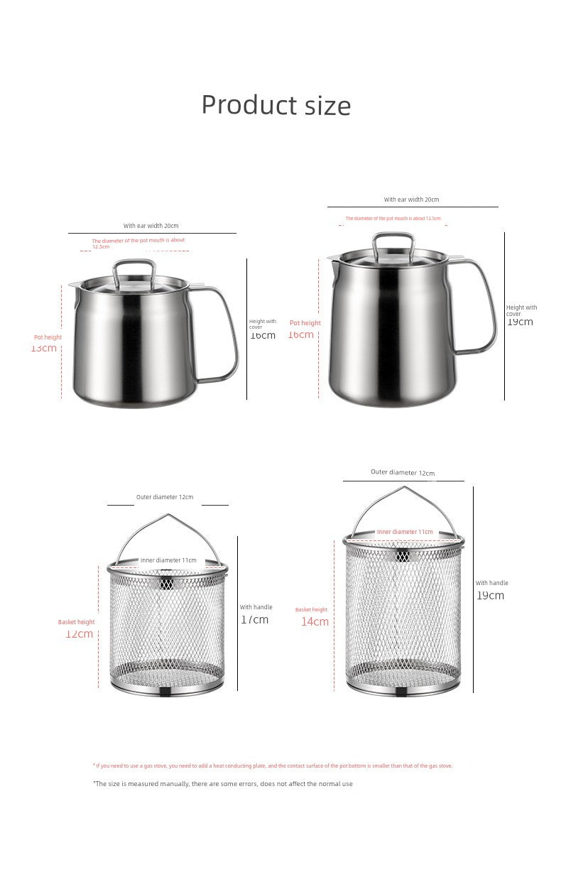 304 Stainless Steel Oil Draining Pot For Home Fried Oil Drain Oil Filter Oil Residue Belt Strainer Food Grade Lard Storage Tank