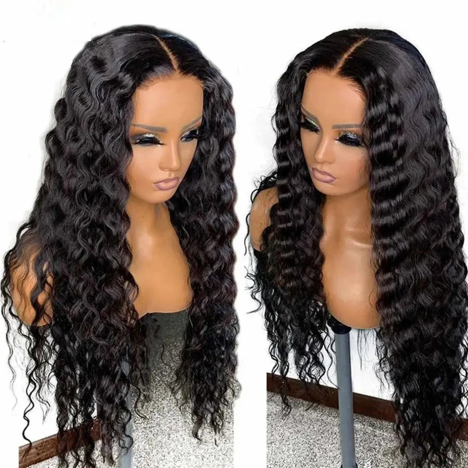 Cur Wig Human Hair Deep Wave HD 13x4 Lace Frontal Wig Human Hair Wig Water Wave 4x4 Lace Closure 200% 13X6 HD Lace Frontal Wig