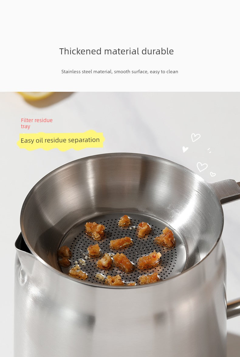 304 Stainless Steel Oil Draining Pot For Home Fried Oil Drain Oil Filter Oil Residue Belt Strainer Food Grade Lard Storage Tank