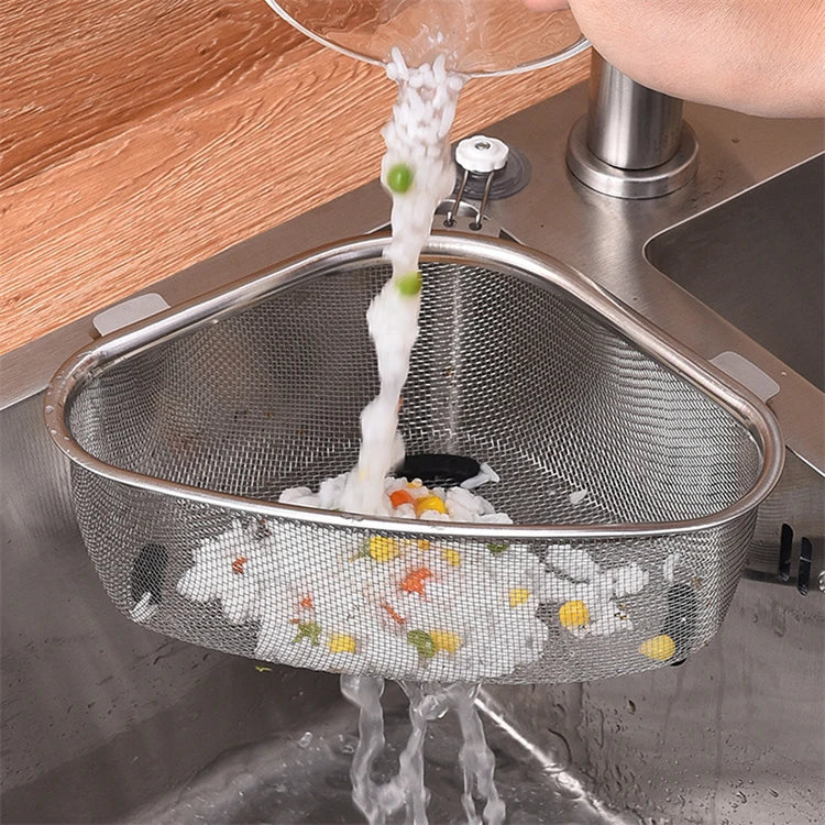 1 Piece Stainless Steel Sink Strainer Basket for Sink Colander In-Sink Mesh Colander Strainer Basket Triangle Sink Drainer YY133