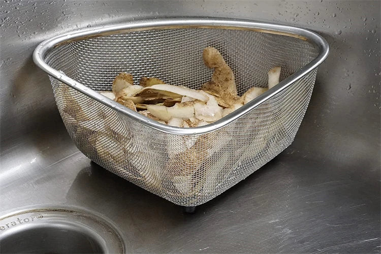 1 Piece Stainless Steel Sink Strainer Basket for Sink Colander In-Sink Mesh Colander Strainer Basket Triangle Sink Drainer YY133
