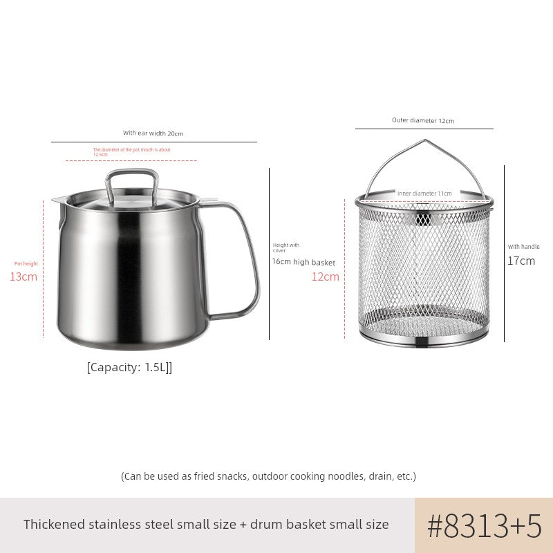 304 Stainless Steel Oil Draining Pot For Home Fried Oil Drain Oil Filter Oil Residue Belt Strainer Food Grade Lard Storage Tank