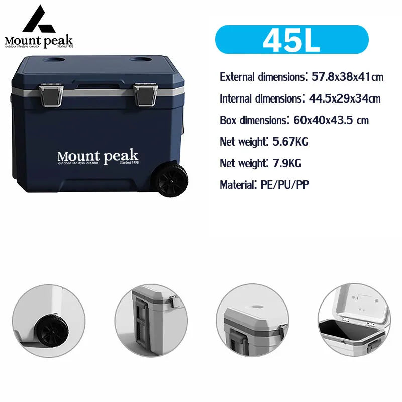 Mount Peak Camping Refrigerator Insulated Box 45L Large Capacity Portable Food BBQ Refrigerator Outdoor