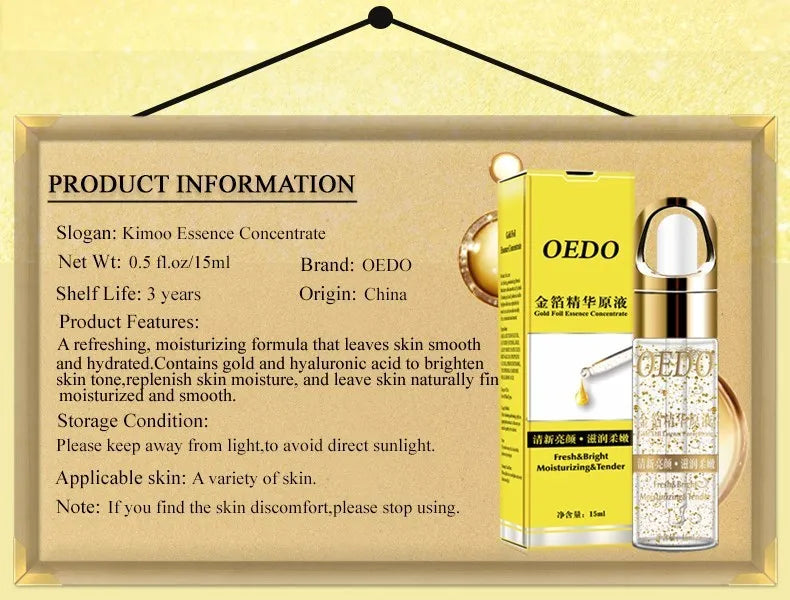 OEDO Gold liquid Moisturizing Serum Facial Plant Skin Care Anti Aging Anti Wrinkle Whitening Cream Facial Treatment Essence