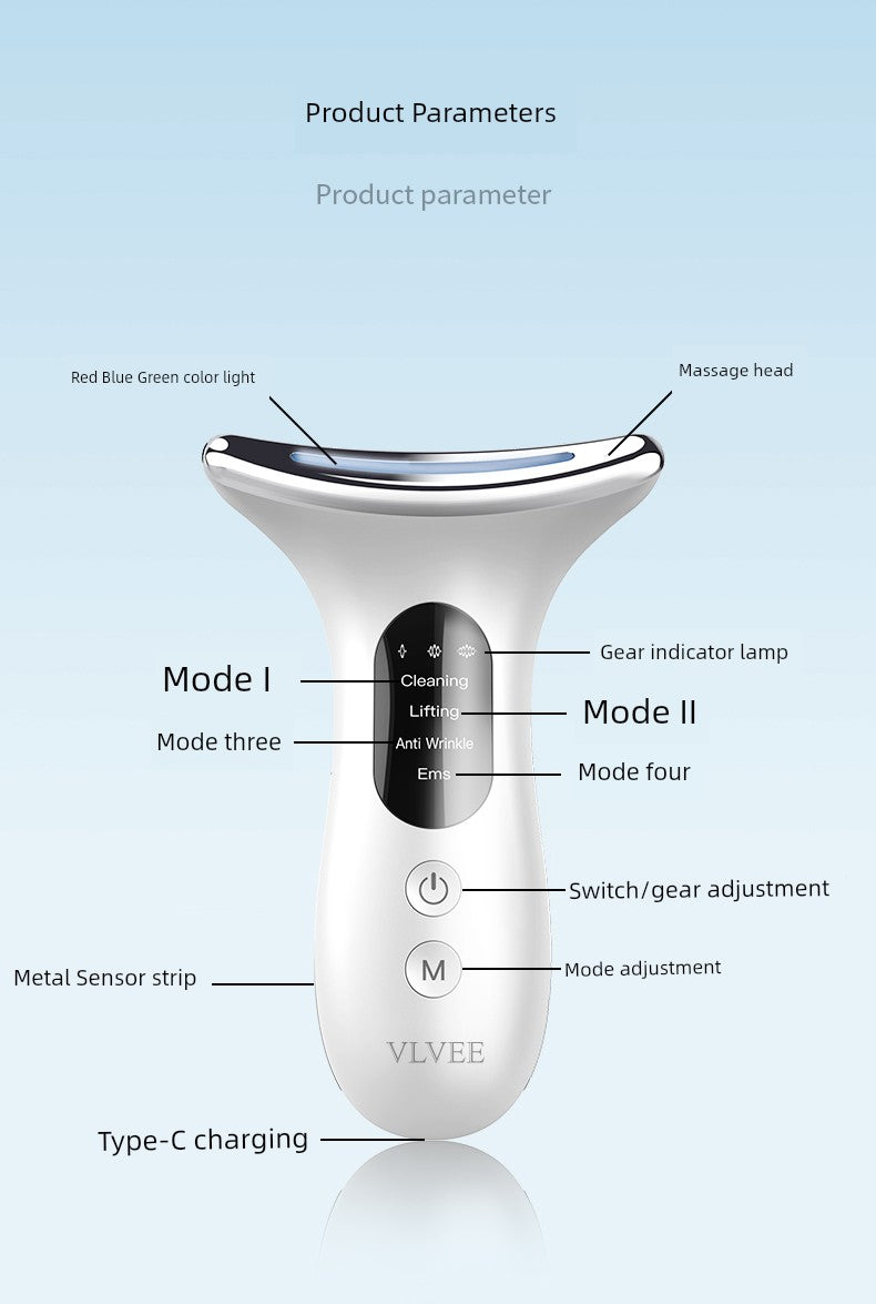French Vlvee Beauty Instrument For Home Facial Massage Instrument Neck Pattern French Pattern Lifting and Tightening Handy Gadget Inductive Therapeutical Instrument