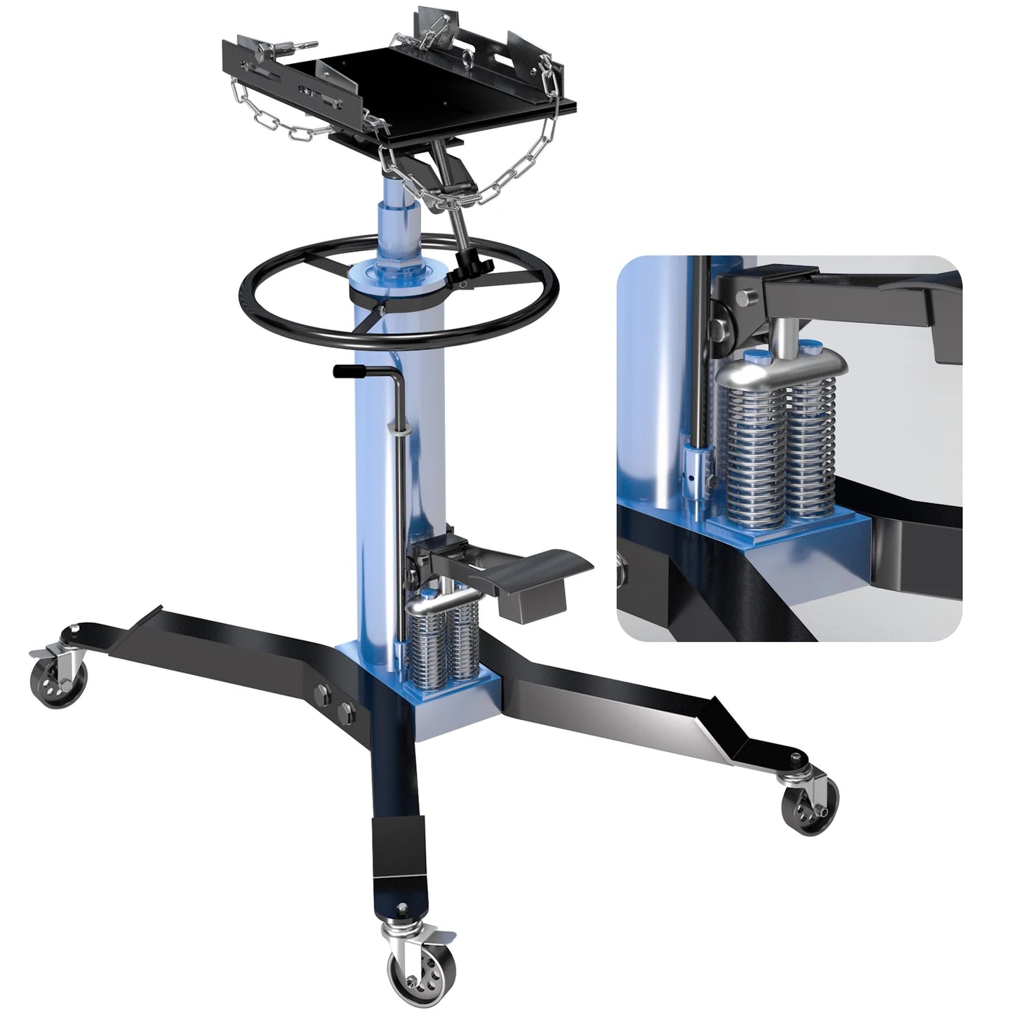 Hydraulic Transmission Jack with 2 Stage Hydraulic Ram,1322lbs Capacity with Foot Pedal,33.4"-68.8" High Lift,2-Stage Hydraulic
