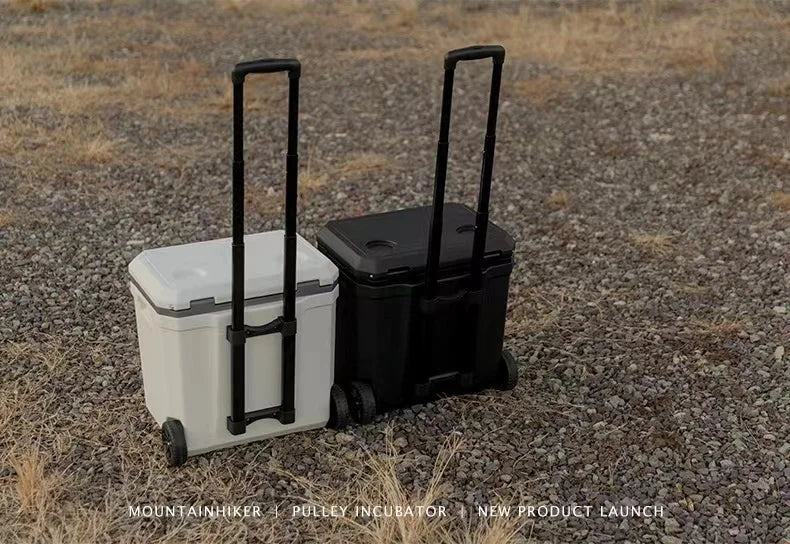 mount peak 38L Outdoor Refrigerator with Trolley Wheels Incubator Portable Warm Box BBQ Car Pulley Warm Box Refrigerator Box