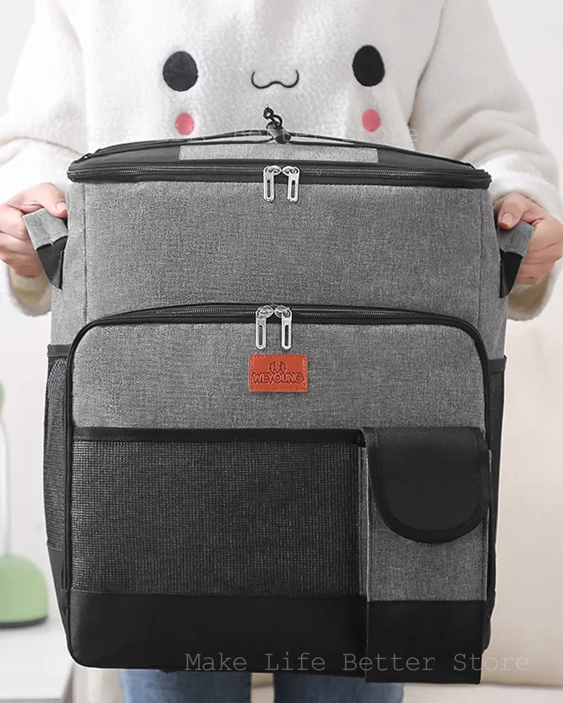 Ice Box Outdoor Thermal Cooler Box with Trolley Wheels Camping Portable Cooler Box Warm Box Refrigerator Box