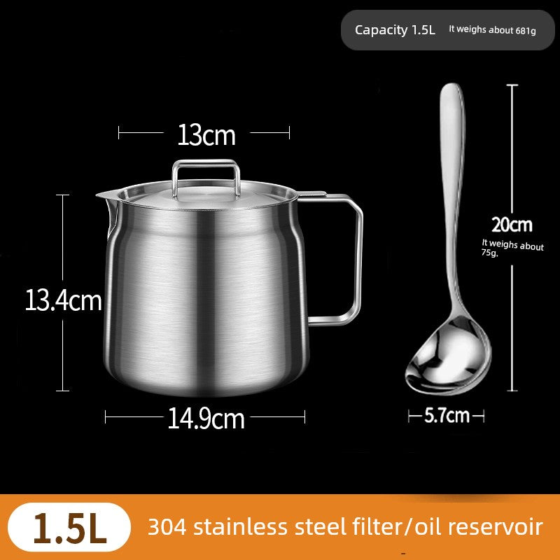 German 304 Stainless Steel Oiler For Home Kitchen Oil Strainer Jug Handy Gadget Oil Residue Strainer Oil Separator Oil Leakage Net Pot