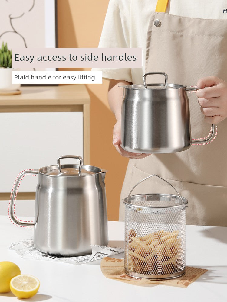 304 Stainless Steel Oil Draining Pot For Home Fried Oil Drain Oil Filter Oil Residue Belt Strainer Food Grade Lard Storage Tank