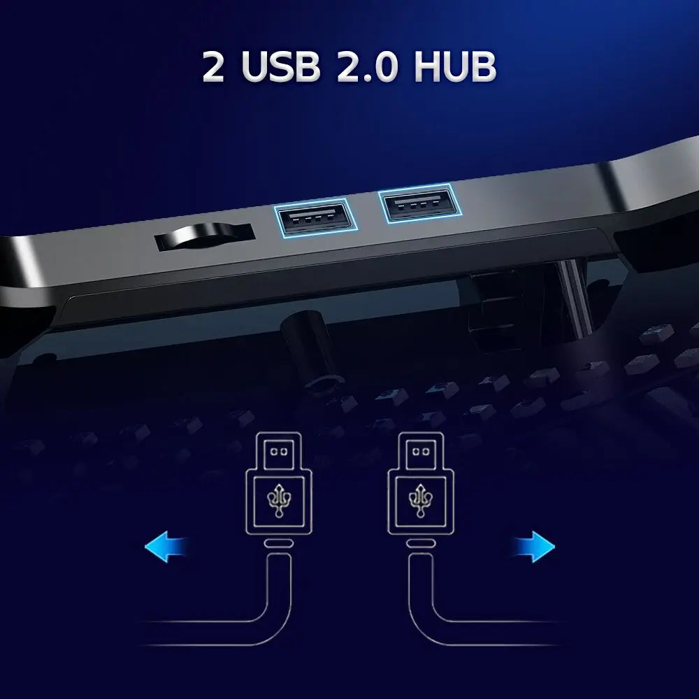 COOLCOLD Gaming Laptop Cooling Pad 3 Big Fans for 10-17 Inch Notebook, Laptop Cooler with 5 Height Adjustable, 2 USB Ports