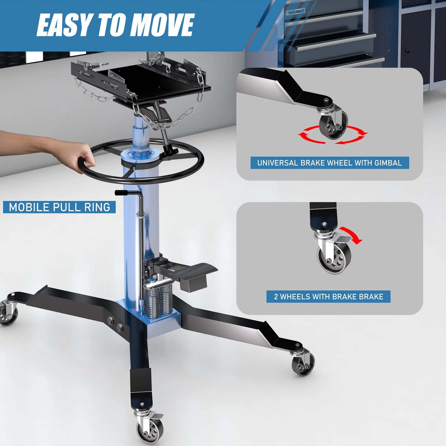 Hydraulic Transmission Jack with 2 Stage Hydraulic Ram,1322lbs Capacity with Foot Pedal,33.4"-68.8" High Lift,2-Stage Hydraulic